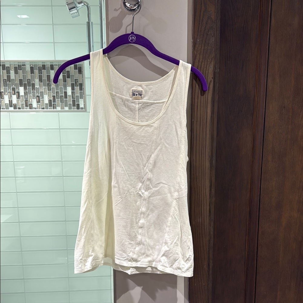 Converse Cream Sleeveless Fitted Tank Top